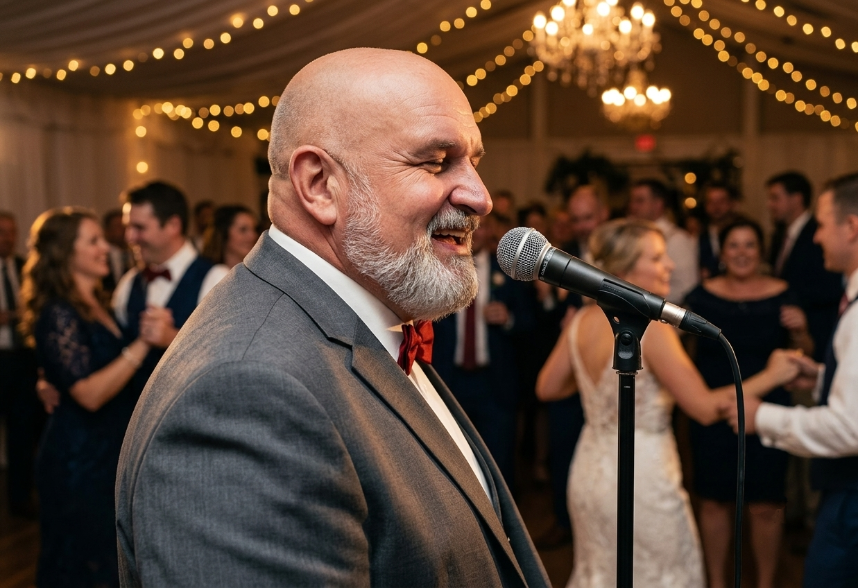 Phill Singing at a 50s Jazz Swing Wedding Event